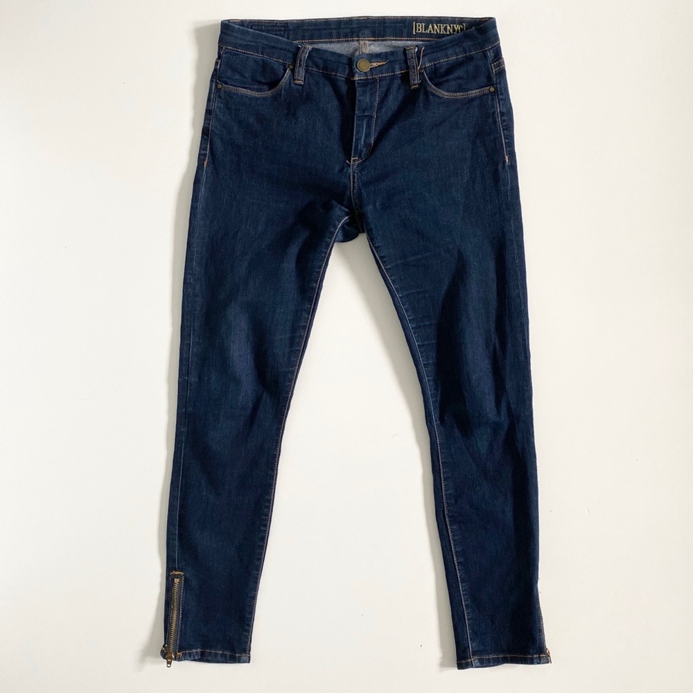 BlankNYC Dark Denim Ankle Zip Skinny Jeans 28